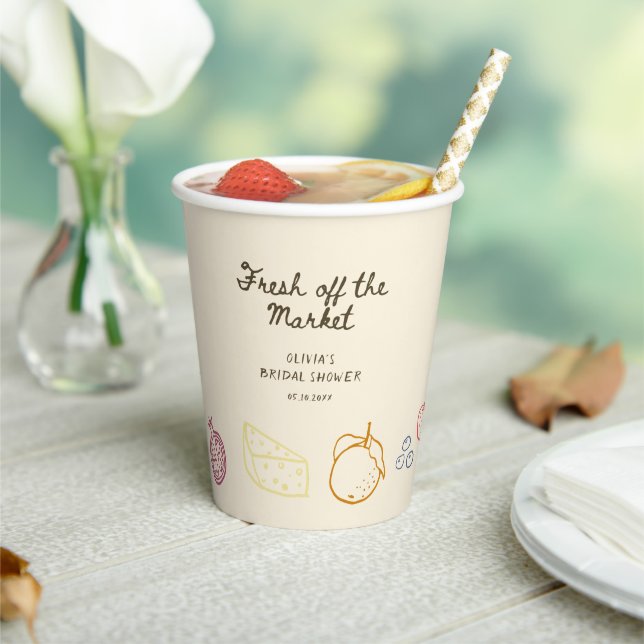 Fresh Off The Market Bridal Shower Paper Cups (Insitu)
