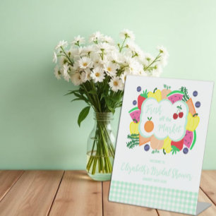 Fresh Off The Market Bridal Shower Pedestal Sign