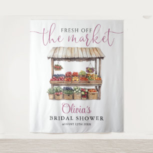 Fresh Off The Market Bridal Shower Photo Backdrop Tapestry