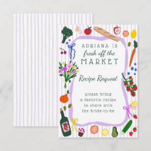 FRESH OFF THE MARKET Bridal Shower Recipe Request Enclosure Card