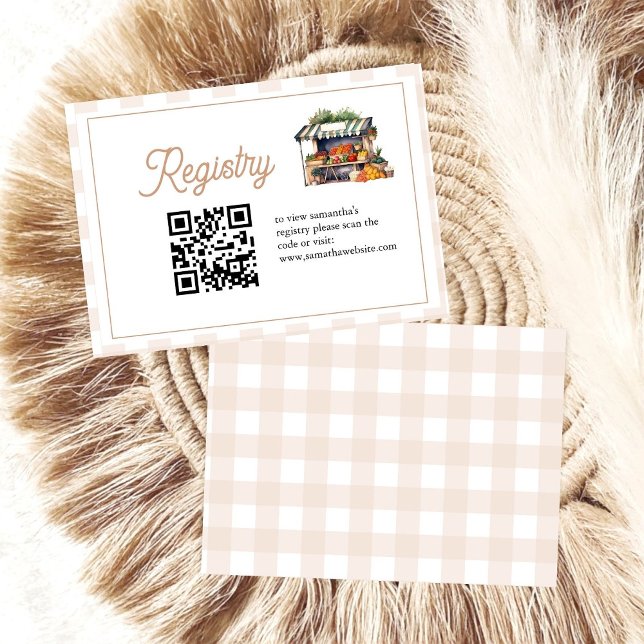Fresh Off The Market bridal shower registry qr cod Enclosure Card (Creator Uploaded)