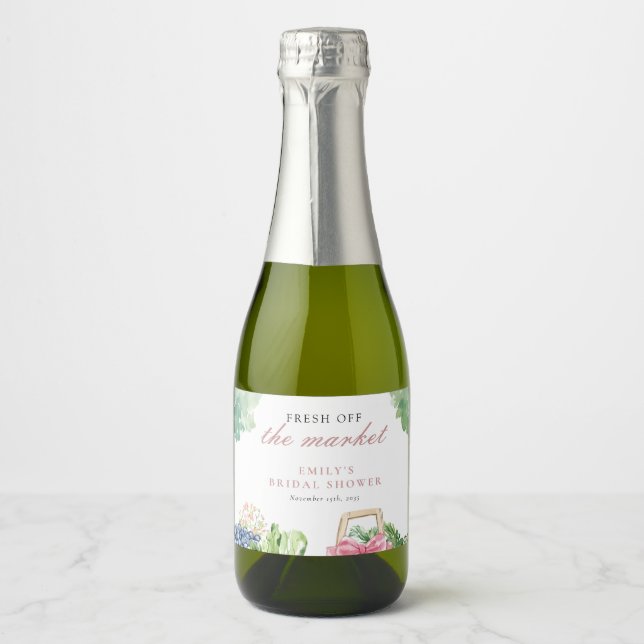 Fresh Off The Market Bridal Shower Sparkling Wine Label (Front)