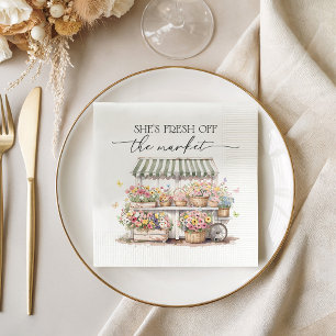 Fresh Off The Market Bridal Shower Watercolor Napkin