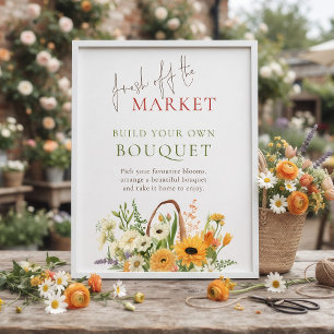 Fresh off the Market Build Bouquet Bridal Shower Poster