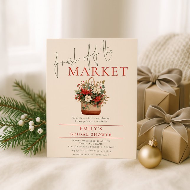 Fresh off the Market Christmas Bridal Shower Invitation (Creator Uploaded)