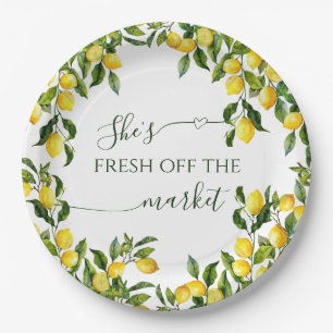 Fresh Off The Market Citrus Lemon Bridal Shower Paper Plate