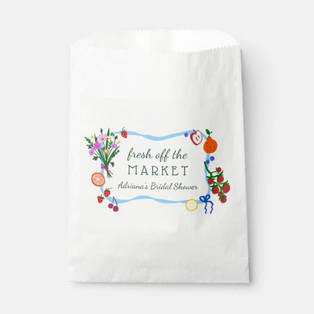 FRESH OFF THE MARKET Cute Custom Bridal Shower Favour Bag (Front)