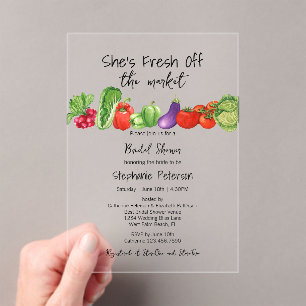 Fresh Off the Market Cute Veggies Bridal Shower Acrylic Invitations