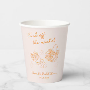 Fresh Off The Market Doodle Orange Bridal Shower Paper Cups