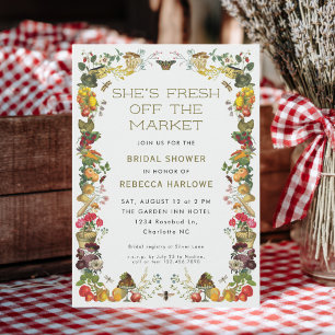 Fresh Off The Market Farmer Vintage Bridal Shower  Invitation