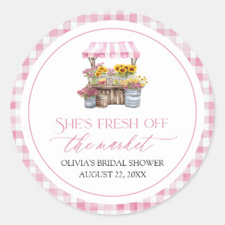 Fresh Off The Market Farmers Market Bridal Shower Classic Round Sticker