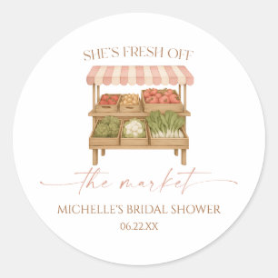 Fresh Off The Market Farmer's Market Bridal Shower Classic Round Sticker