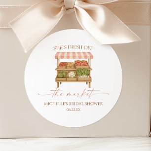 Fresh Off The Market Farmer's Market Bridal Shower Classic Round Sticker