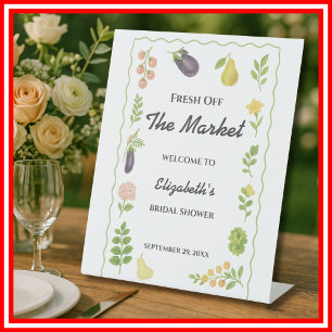 Fresh Off The Market Farmers Market Bridal Shower Pedestal Sign