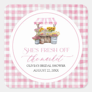 Fresh Off The Market Farmers Market Bridal Shower Square Sticker