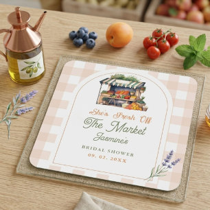 Fresh Off The Market Farmers Market Bridal Shower Square Sticker