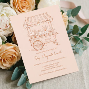 Fresh Off The Market Floral Cart Bridal Shower Invitation