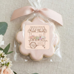 Fresh Off The Market Floral Cart Bridal Shower Square Sticker