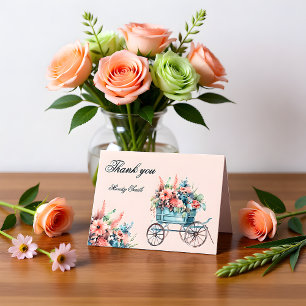 Fresh off the Market Floral Cart Bridal Shower Thank You Card