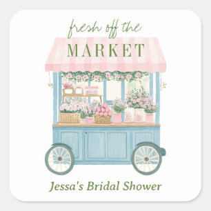 Fresh Off The Market Floral Farmer's Bridal Shower Square Sticker