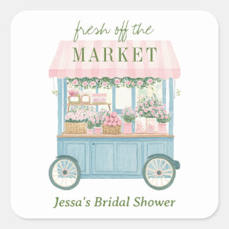 Fresh Off The Market Floral Farmer's Bridal Shower Square Sticker