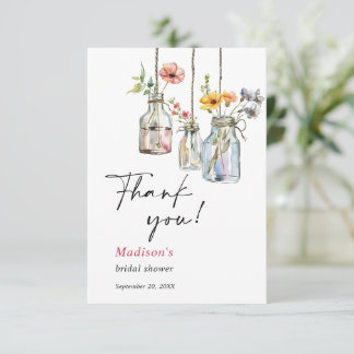 Fresh Off The Market Floral Jar Bridal Shower Thank You Card