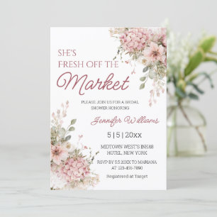 fresh off the market floral pink bridal shower  invitation