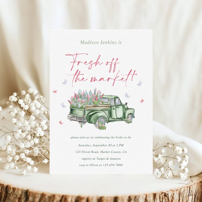 Fresh Off The Market Floral Truck Bridal Shower Invitation (Creator Uploaded)