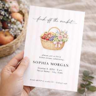 Fresh Off the Market Fruit Basket Bridal Shower Invitation