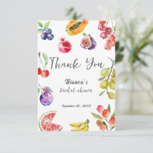 Fresh Off The Market Fruits Bridal Shower Welcome Thank You Card