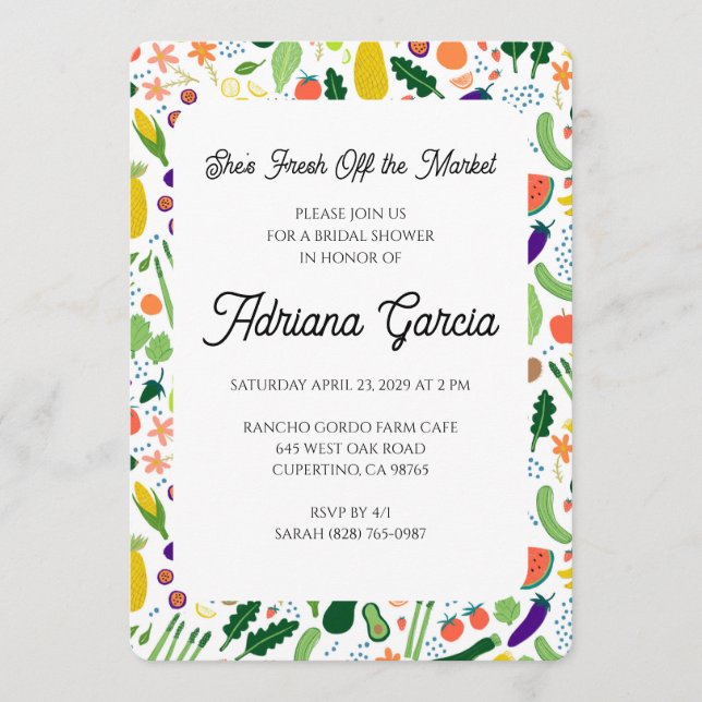 FRESH OFF THE MARKET Fruits & Veggies Cute CUSTOM  Invitation (Front)
