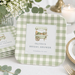 Fresh Off the Market Gingham Bridal Shower Paper Plate