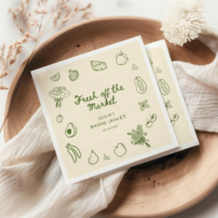 Fresh Off The Market Green Hand Drawn  Napkin