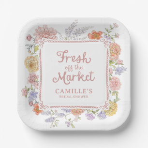 Fresh off the Market Hand Drawn Bridal Shower  Paper Plate