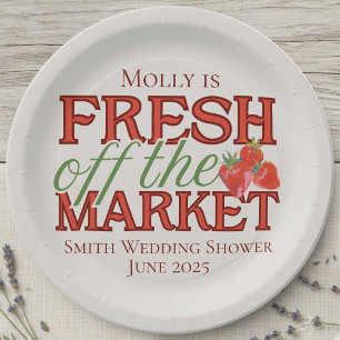 Fresh Off the Market Modern Bridal Shower Paper Plate