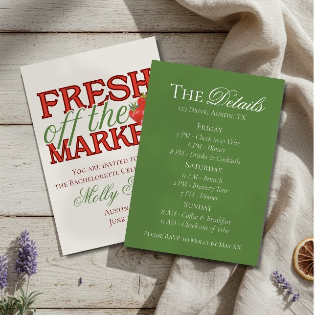 Fresh Off the Market – Personalized Modern Bridal Invitation (Celebrate your newly-engaged status in style with this elegant “Fresh Off the Market” design!)