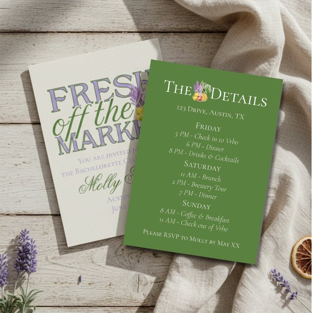 Fresh Off the Market – Personalized Modern Bridal Invitation (Celebrate your newly-engaged status in style with this elegant “Fresh Off the Market” design!)