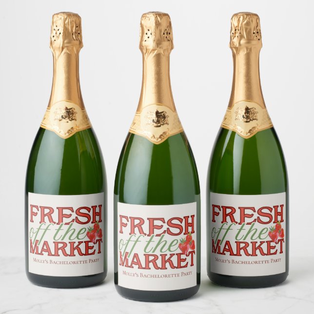 Fresh Off the Market – Personalized Modern Bridal Sparkling Wine Label (Bottles)