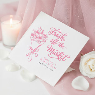 Fresh Off The Market Pink Bridal Shower Napkin