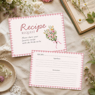 Fresh off the market pink gingham Recipe request Enclosure Card