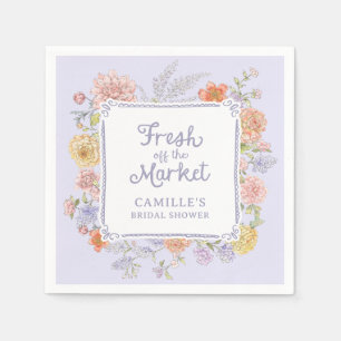 Fresh off the Market Purple Floral Bridal Shower Napkin