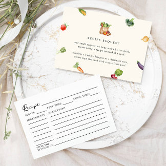 Fresh Off The Market Recipe Request Bridal Shower Enclosure Card