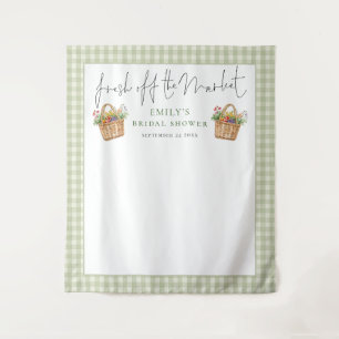 Fresh off the Market Sage Gingham Photo Backdrop Tapestry