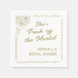 Fresh off the Market Sage Green Bridal Shower Napkin