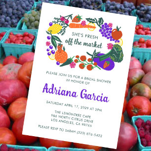 FRESH OFF THE MARKET Veggies Fruits Bridal Shower Invitation