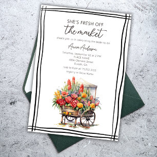 Fresh Off The Market Wavy Border Bridal Shower Invitation