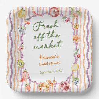 Fresh Off The Market Whimsical Bridal Shower Paper Plate