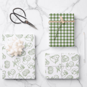 Fresh Off the Market Whimsical Green Bridal Shower Wrapping Paper Sheet