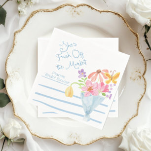 Fresh Off the Market Wildflower Stripes Watercolor Napkin