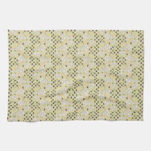 Fresh olives lemon slices and cheese cubes kitchen towel